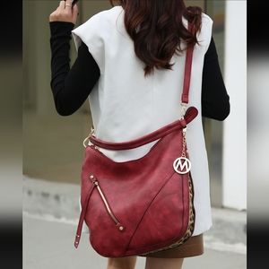 NWT MKF (Mia K Farro) Burgundy Leopard Lisanna Hobo Bag